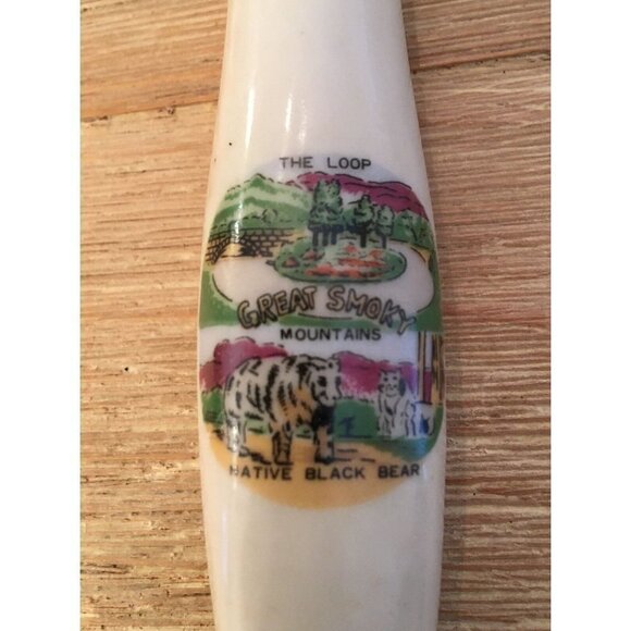 Vtg HAKUSAN JAPAN Great Smoky Mountains Souvenir Salad Spoon & Fork Set - In Box - Picture 3 of 6